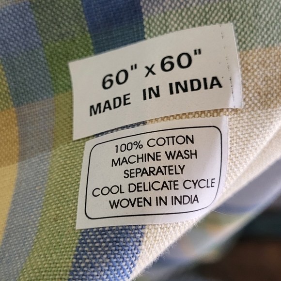 Primitive Artisans Inc Square Cotton Plaid Tablecloth 60 X 60 - Picture 7 of 7